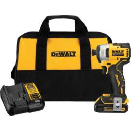 DeWALT 20V MAX ATOMIC DCF809C1 Impact Driver Kit, Battery Included, 20 V, 1.5 Ah, 1/4 in Drive, Hex Drive, 3200 ipm IPM