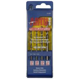 ARTU Porcelain Plus 01405 Drill Bit Set, 4-Piece, Chrome Vanadium Steel/Cobalt/Tungsten Carbide