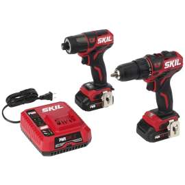 SKIL CB736701 Combination Kit, Battery Included, 20 V, Tools Included: Drill Driver, Impact Driver