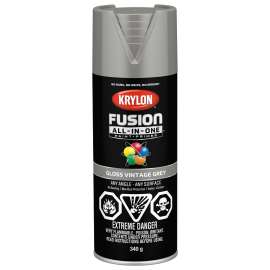 Krylon Fusion All-In-One 427260007 Spray Paint, Gloss, Vintage Gray, 12 oz, Aerosol Can