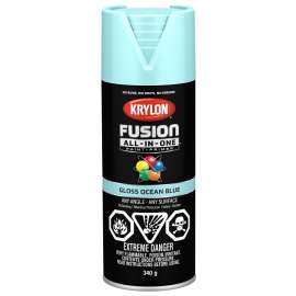 Krylon Fusion All-In-One 427150007 Spray Paint, Gloss, Ocean Blue, 12 oz, Aerosol Can