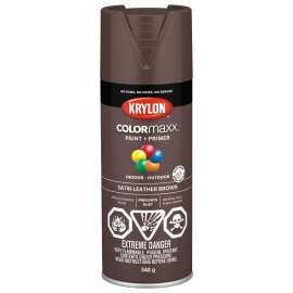 Krylon ColorMaster 455690007 Spray Paint, Satin, Leather Brown, 12 oz, Aerosol Can