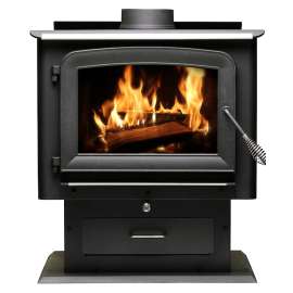 ASHLEY AW2520E-P Pedestal Stove, 27 in W, 25 in D, 30.78 in H, 112,800 Btu Heating, Steel, Metallic Black