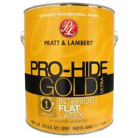 Pratt & Lambert Pro-Hide Gold Ultra Z8180 0000Z8181-16 Interior Paint, Flat, Pastel Base, 1 gal