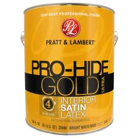 Pratt & Lambert Pro-Hide Gold Ultra Z9480 0000Z9480-16 Interior Paint, Satin, Bright White, 1 gal