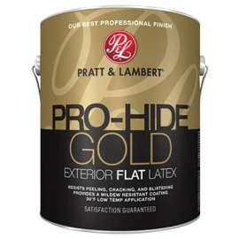 Pratt & Lambert Pro-Hide Gold Z8400 0000Z8491-16 Exterior Paint, Flat, Base 1/White, 1 gal