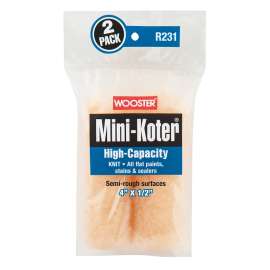 WOOSTER Mini-Koter R231-4 Mini Roller, 1/2 in Thick Nap, 4 in L, Fabric Cover