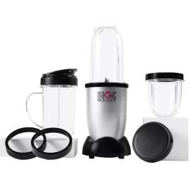 Magic Bullet MBR-1101 Personal Blender and Mixer Set, 0.5 L Bowl, 250 W, 1-Speed, Aluminum, Silver, Plastic Bowl