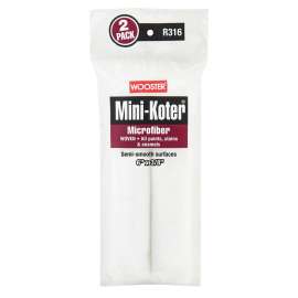 WOOSTER Mini-Koter R316-6 Mini Roller, 3/8 in Thick Nap, 6 in L, Microfiber Cover