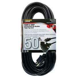 PowerZone Extension Cord, 50 ft L, Black