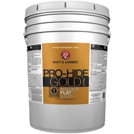 Pratt & Lambert Pro-Hide Gold Ultra Z8180 0000Z8185-20 Interior Paint, Flat, Black, 5 gal