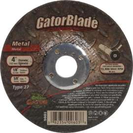GatorBlade 9603 Cut-Off Wheel, 4 in Dia, 1/8 in Thick, 5/8 in Arbor, 24 Grit, Silicone Carbide Abrasive