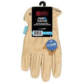 HYDROFLECTOR 398P-M Driver Gloves, Men's, M, Keystone Thumb, Easy-On Cuff, Cowhide Leather, Tan