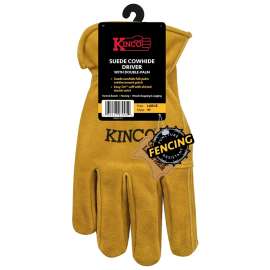 Kinco 97-L Gloves, Men's, L, Keystone Thumb, Shirred Elastic Cuff, Cowhide Leather, Gold