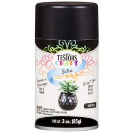 TESTORS 321203 Craft Paint, Satin, Velvet Black, 3 oz, Aerosol Can