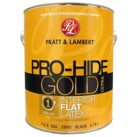Pratt & Lambert Pro-Hide Gold Ultra Z8180 0000Z8185-16 Interior Paint, Flat, Black, 1 gal