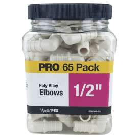 Apollo Valves PXPAE1265JR Pipe Elbow, 1/2 in, Barb, 90 deg Angle, Plastic, Black, 200 psi Pressure