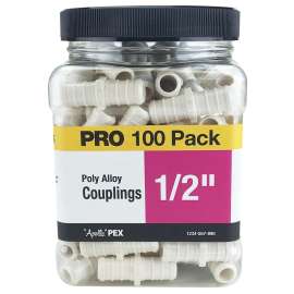 Apollo Valves PXPAC12100JR Coupling, 1/2 in, Barb, Plastic, 200 psi Pressure