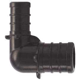Apollo Valves PXPAE12345PK Pipe Elbow, 1/2 x 3/4 in, Barb, 90 deg Angle, Plastic, Black, 200 psi Pressure