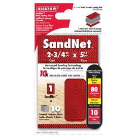 Diablo SandNet DND234080S10N Sanding Sheet, 2-3/4 in L, 80 Grit, Aluminum Oxide Abrasive
