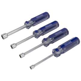 Vulcan JLO-040 Nut Driver Set, 4-Piece, Carbon Steel, Chrome, Transparent & Blue (Handle)