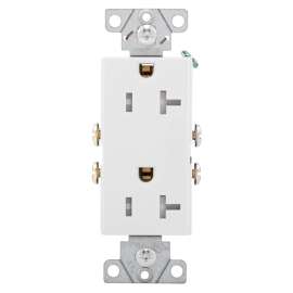 Eaton Wiring Devices TR1307W-BOX Duplex Receptacle, 2 -Pole, 20 A, 125 V, Back, Side Wiring, NEMA: 5-20R, White