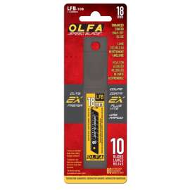 Olfa LFB-10B Blade, 18 mm, Carbon Steel, Double-Honed, Snap-Off Edge, 1-Point