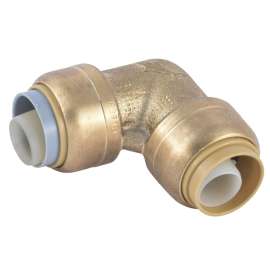 SharkBite U4248LFA Pipe Elbow, 1/2 in, 90 deg Angle, Brass/Polybutylene, 200 psi Pressure