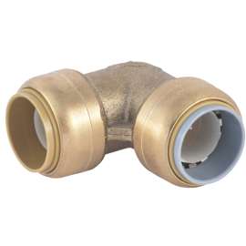 SharkBite U4256LFA Pipe Elbow, 3/4 in, 90 deg Angle, Brass/Polybutylene, 200 psi Pressure