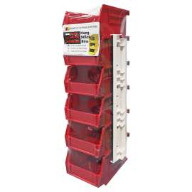 QUANTUM STORAGE SYSTEMS RQUS210RD Stack and Hang Bin, Polypropylene, Red, 5-3/8 in L, 4-3/4 in W, 3 in H