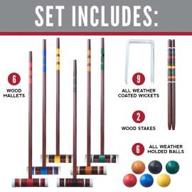 Franklin Sports 50211 Family Croquet Set, Wood Mallet