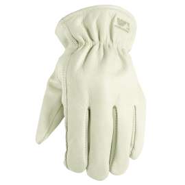 Wells Lamont 1171M Work Gloves, Men's, M, 8 to 8-1/2 in L, Keystone Thumb, Elastic Cuff, Cowhide Leather, White