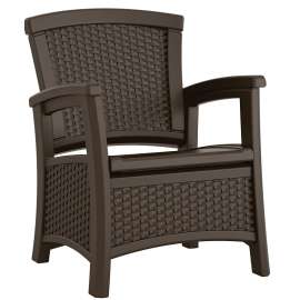 Suncast BMCC1800 Elements Club Chair with Storage, 26 in W, 29-3/4 in D, 35-1/2 in H, Resin Frame, Java Frame