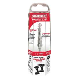 Diablo DSD0500S06 Step Drill Bit, 1/4 to 1/2 in Dia, 3-3/8 in OAL, Dual Flute, 1/4 in Dia Shank, Hex Shank