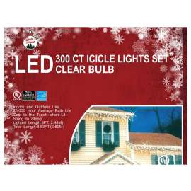 Hometown Holidays 06308 Icicle Light Set, 24 W, 300-Lamp, LED Lamp, Warm White Light, 5000 hr Average Life, 30.1 ft L
