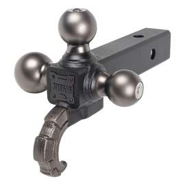 REESE TOWPOWER Tactical 7095620 Tri-Ball Ball Mount with Hook, 1-7/8 in, 2 in, 2-5/16 in Dia Hitch Ball, Matte/Pewter