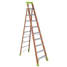 Louisville FXS1510 Cross Step Ladder, 170 in Max Reach H, 10-Step, 300 lb, Type IA Duty Rating, 3 in D Step, Fiberglass