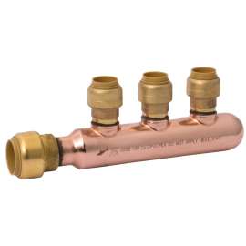 SharkBite 22996LF Manifold System, 3/4 in Inlet, 1/2 in Outlet, 3-Outlet