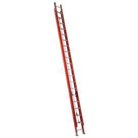 Louisville FE3240 Extension Ladder, 449 in H Reach, 300 lb, 1-1/2 in D Step, Fiberglass, Orange
