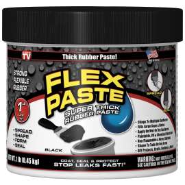 FLEX PASTE PFSBLKR16 Rubberized Adhesive, Black, 1 lb Jar