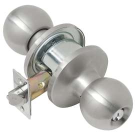 Tell Manufacturing CL101704 Door Knob, 2 Grade, Keyed Key, Stainless Steel, Satin, 2-3/8, 2-3/4 in Backset, C Keyway