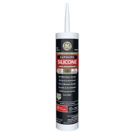 GE Supreme M90007 Silicone Caulk, White, 10.1 oz Tube