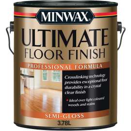 Minwax CM1310200 Ultimate Floor Finish, Semi-Gloss, Crystal Clear, Liquid, 3.78 L