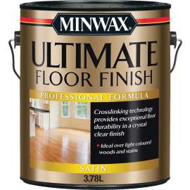 Minwax CM1310300 Ultimate Floor Finish, Satin, Crystal Clear, Liquid, 3.78 L
