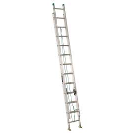 Louisville AE4224PG Extension Ladder, 286 in H Reach, 225 lb, 24-Step, 1-1/2 in D Step, Aluminum