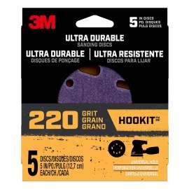 3M 27256 Power Sanding Disc, 5 in Dia, 220 Grit, Fine, Ceramic Abrasive, 5-Hole, 8-Hole