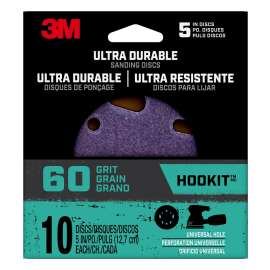 3M 27313 Power Sanding Disc, 5 in Dia, 60 Grit, Coarse, Ceramic Abrasive, 5-Hole, 8-Hole