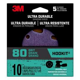 3M 27314 Power Sanding Disc, 5 in Dia, 80 Grit, Coarse, Ceramic Abrasive, 5-Hole, 8-Hole