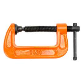 PONY 2620 Classic C-Clamp, 400 lb Clamping, 2 in Max Opening Size, 1 in D Throat, Ductile Iron Body, Orange Body