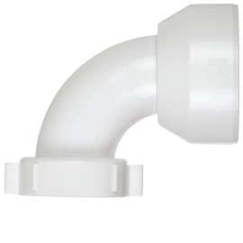 INSTA-PLUMB 30500QLK Trap Pipe Adapter, 1-1/2 in, 90 deg Angle, Plastic, SCH 40 Schedule